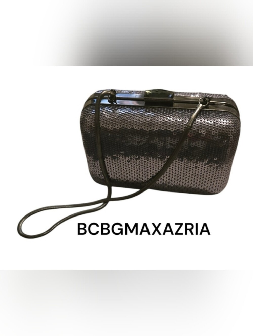 BCBGMAXAZRIA Dark Silver Sequined Clutch